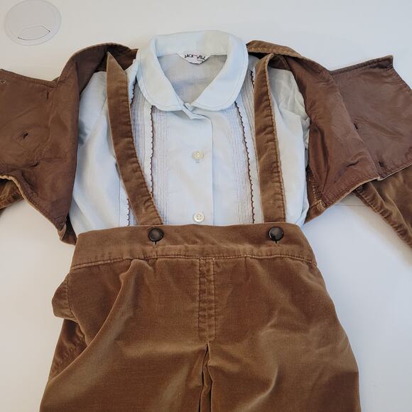 Vintage Jack & Jill Togs Toddler 3-Piece Velvety Suspender Outfit Set Skirt~2T - Picture 2 of 16